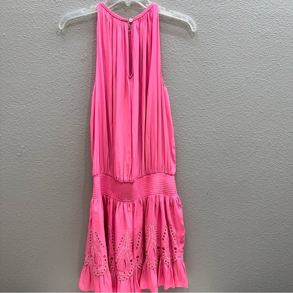 Ramy Brook Dress Size XS Pink Mini Tilly Eyelet Sleeveless Halter NEW $475 - Picture 3 of 8